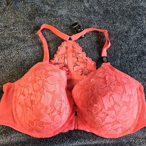 Lace Racerback Bra in Coral